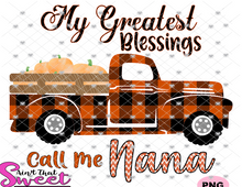 My Greatest Blessings Call Me Nana Plaid Pumpkin Truck - Transparent PNG, SVG  - Silhouette, Cricut, Scan N Cut