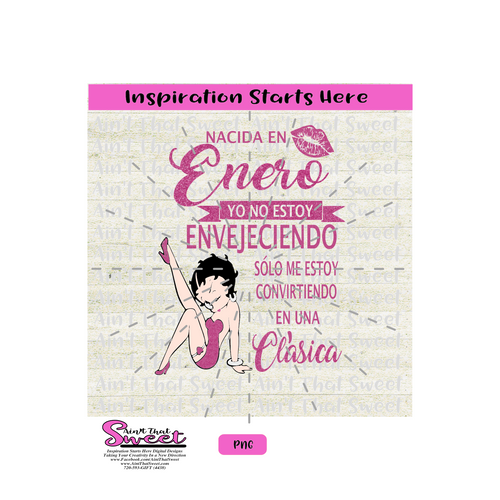 Nacida En Enero Yo No Estoy Envejeciendo - Winking Girl- Spanish - Transparent PNG, SVG  - Silhouette, Cricut, Scan N Cut