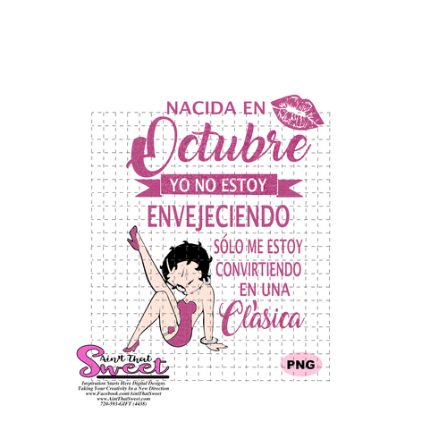 Nacida En Octobre Yo No Estoy Envejeciendo - Winking Girl- Spanish - Transparent PNG, SVG  - Silhouette, Cricut, Scan N Cut