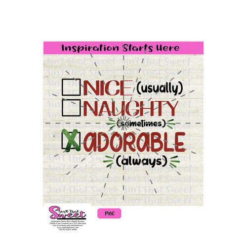 Nice Naughty Adorable Checked Box - Transparent PNG, SVG  - Silhouette, Cricut, Scan N Cut