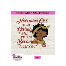 November Girl-Becoming A Classic-Winking Girl - Transparent PNG, SVG  - Silhouette, Cricut, Scan N Cut