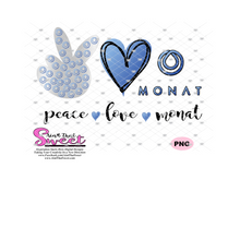 Peace Love Monat Hand Heart - Transparent PNG, SVG  - Silhouette, Cricut, Scan N Cut