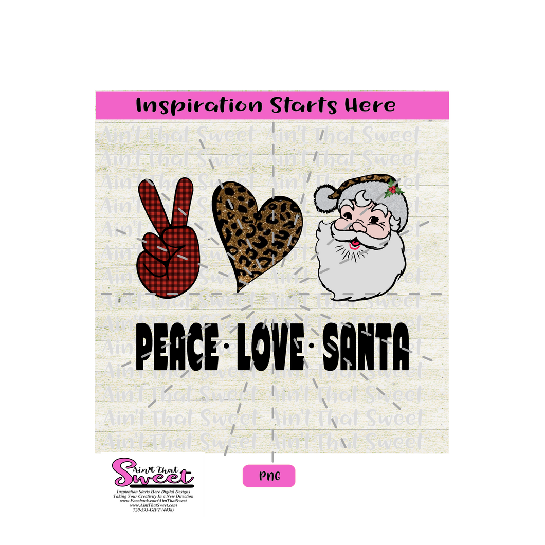 Peace Love Santa, vs2 -Transparent PNG, SVG  - Silhouette, Cricut, Scan N Cut