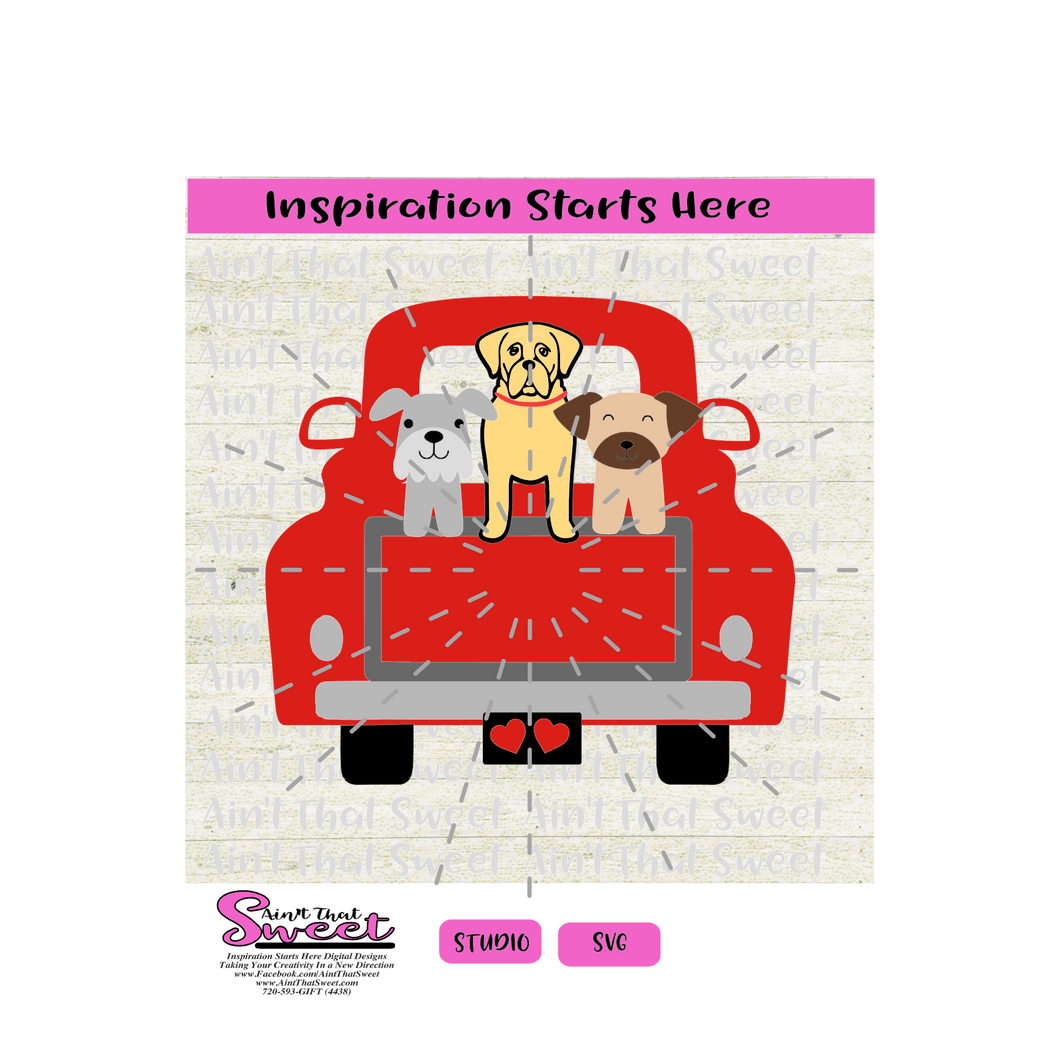 PickUp Truck Back with Dogs - SVG and Studio Only - Silhouette, Cricut, Scan N Cut