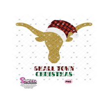Small Town Christmas Longhorn with Santa Hat - Transparent PNG, SVG  - Silhouette, Cricut, Scan N Cut