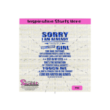 Sorry I Am Already Taken By A Sexy & Crazy Girl - Transparent PNG, SVG - Silhouette, Cricut, Scan N Cut
