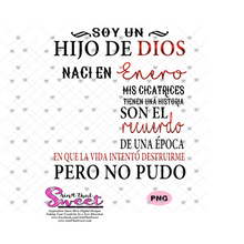 Soy Un Hijo De Dios Naci En Enero-Spanish-Offset - Transparent PNG, SVG - Silhouette, Cricut, Scan N Cut