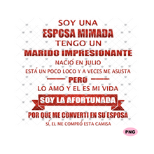 Soy Una Esposa Mimada-Julio-Spanish - Transparent PNG, SVG - Silhouette, Cricut, Scan N Cut