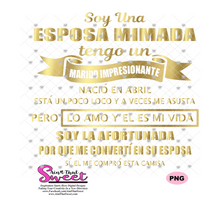 Soy Una Esposa Mimada - Nacio En Abril -Spanish - Transparent PNG, SVG  - Silhouette, Cricut, Scan N Cut