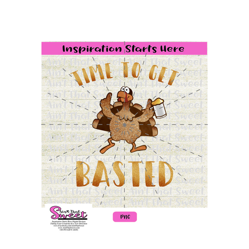 Time To Get Basted - Turkey Holding Beer Mug - Transparent PNG, SVG  - Silhouette, Cricut, Scan N Cut