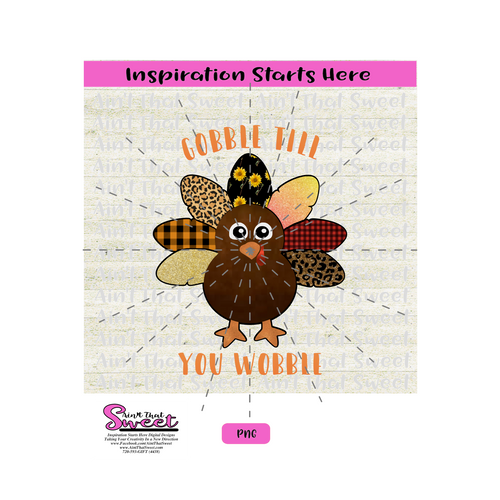 Turkey Colorful - Gobble Till You Wobble - Transparent SVG-PNG  - Silhouette, Cricut, Scan N Cut
