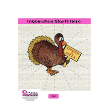 Turkey Holding A Sign That Says Order A Pizza - Transparent PNG, SVG  - Silhouette, Cricut, Scan N Cut