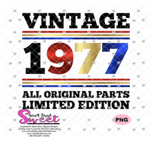 Vintage 1977 - All Original Parts Limited Edition - Transparent PNG, SVG  - Silhouette, Cricut, Scan N Cut