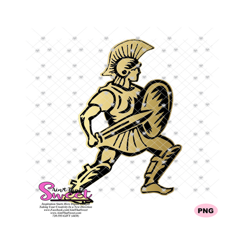 Male Warrior with a Sword and Shield- Gold - Transparent PNG, SVG  - Silhouette, Cricut, Scan N Cut