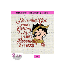 November Girl-Becoming A Classic-Winking Girl - Transparent PNG, SVG  - Silhouette, Cricut, Scan N Cut