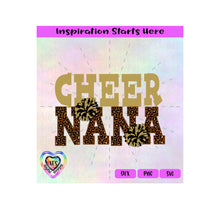 Cheer Nana | Poms | Leopard Pattern - Transparent PNG SVG DXF - Silhouette, Cricut, ScanNCut