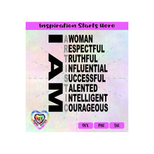 I Am A Woman | Artistic | Descriptive Words - Transparent PNG SVG DXF - Silhouette, Cricut, ScanNCut