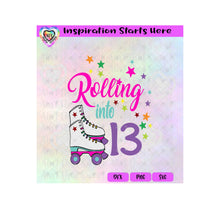 Rolling Into 13 | Roller Skates | Stars - Transparent PNG, SVG, DXF  - Silhouette, Cricut, Scan N Cut