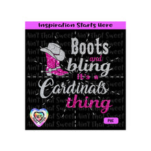 Boots and Bling | It's a Cardinals Thing | Cowboy Hat & Boot | Breast Cancer Support - Transparent PNG SVG DXF -Silhouette, Cricut, ScanNCut