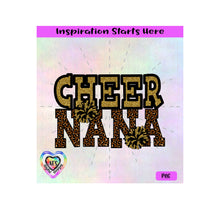 Cheer Nana | Poms | Leopard Pattern - Transparent PNG SVG DXF - Silhouette, Cricut, ScanNCut