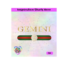 Gemini | Horoscope | Red Green Stripes | Astrology Symbol The Twins |  May 21-June 20 - Transparent PNG SVG DXF - Silhouette, Cricut, ScanNCut