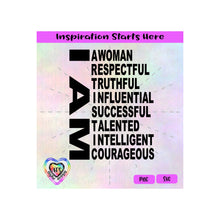 I Am A Woman | Artistic | Descriptive Words - Transparent PNG SVG DXF - Silhouette, Cricut, ScanNCut