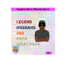 Legend Husband Dad Papa Great Papa | Man With Beard, Sunglasses Hat (Dark Skin) -  Transparent PNG SVG DXF - Silhouette, Cricut, ScanNCut