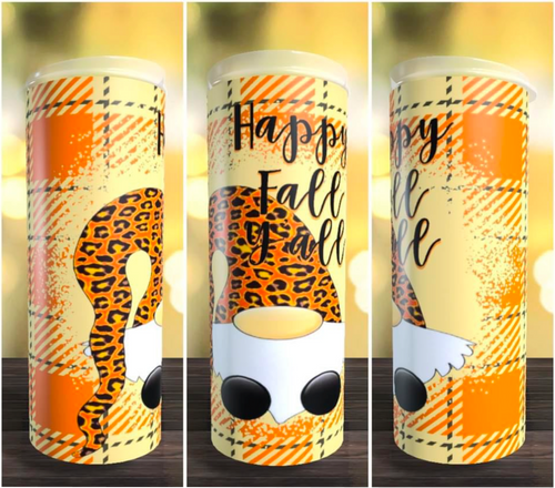 Gnome  Happy Fall Y'all Tumbler | Fall Colors - 20oz Decorated Skinny Tumbler
